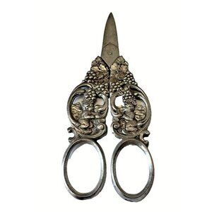 Vintage‎ 800 Silver Italy Fratelli Coppini Pan Grape Cherub Shear Scissors 64 GR